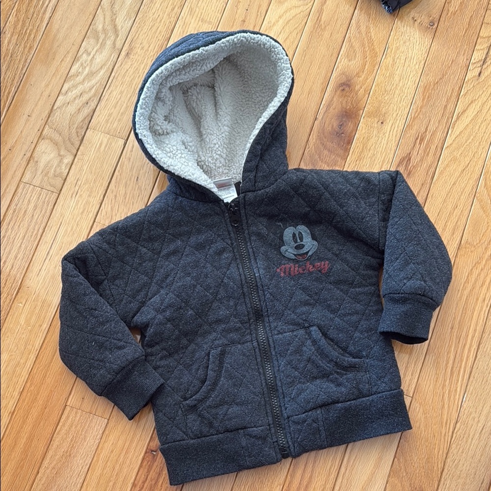 Disney Mickey Mouse Quilted Kids Hoodie - Black